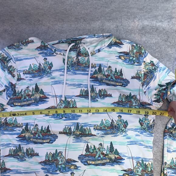 NWT Reel Obsession Sun Shirt, Men's M Pullover Hoodie, Vintage Print Neck Gaiter - Picture 10 of 12